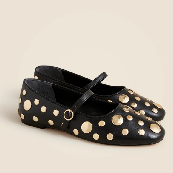 J. Crew Shoes - NEW Logan studded Mary Jane ballet flats in leather Size 8.5